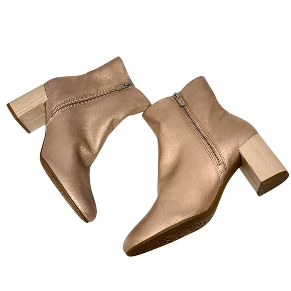 Taryn Rose Cassidy Ankle Boots 5.5B Pink Block Heel Leather Metallic Shiny - Picture 8 of 11
